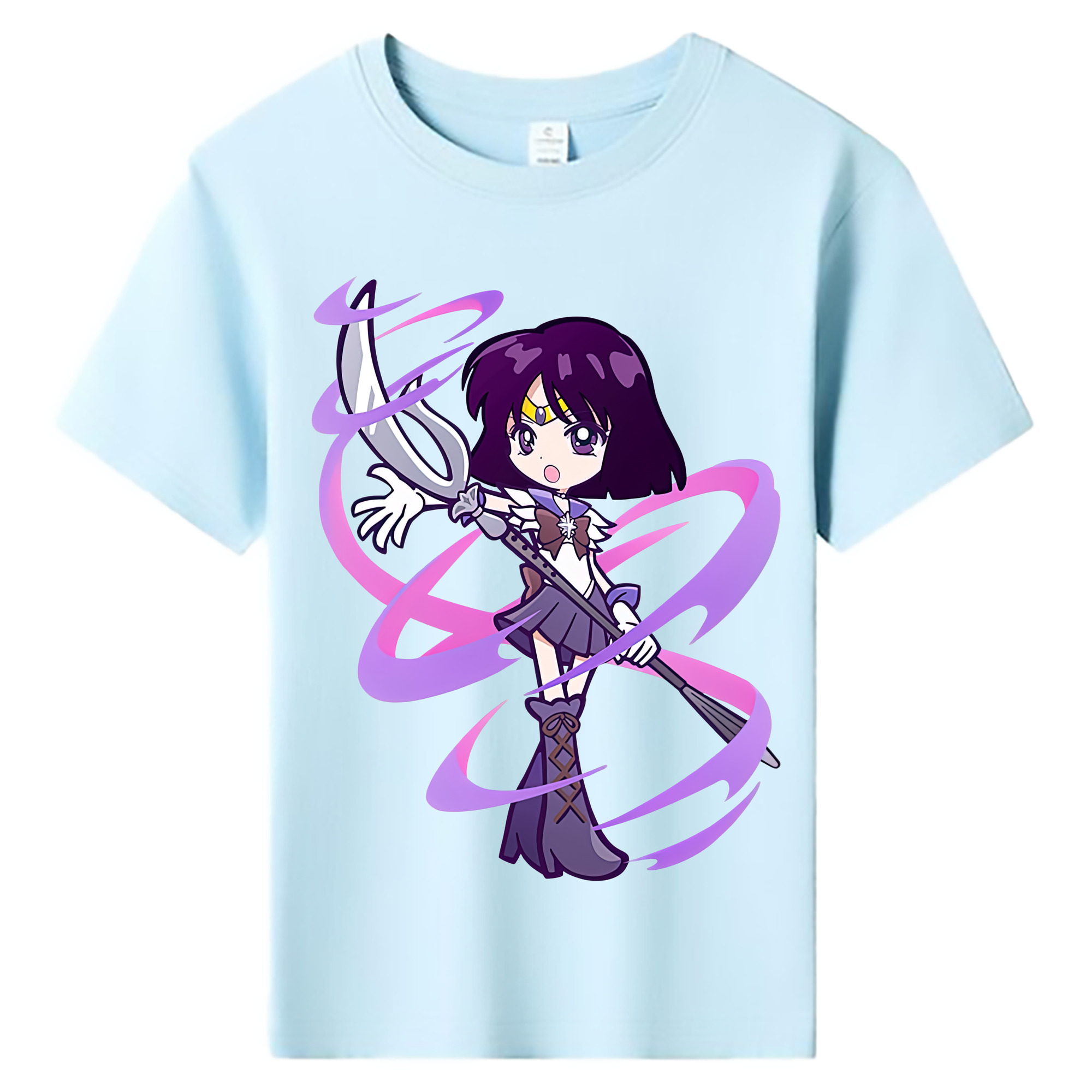 （画像用） 美少女戦士セーラームーン 土萠ほたる Sailor Moon Tomoe Hotaru （セーラーサターン；Sailor Saturn） 綿100％キッズTシャツ（フロントプリント）